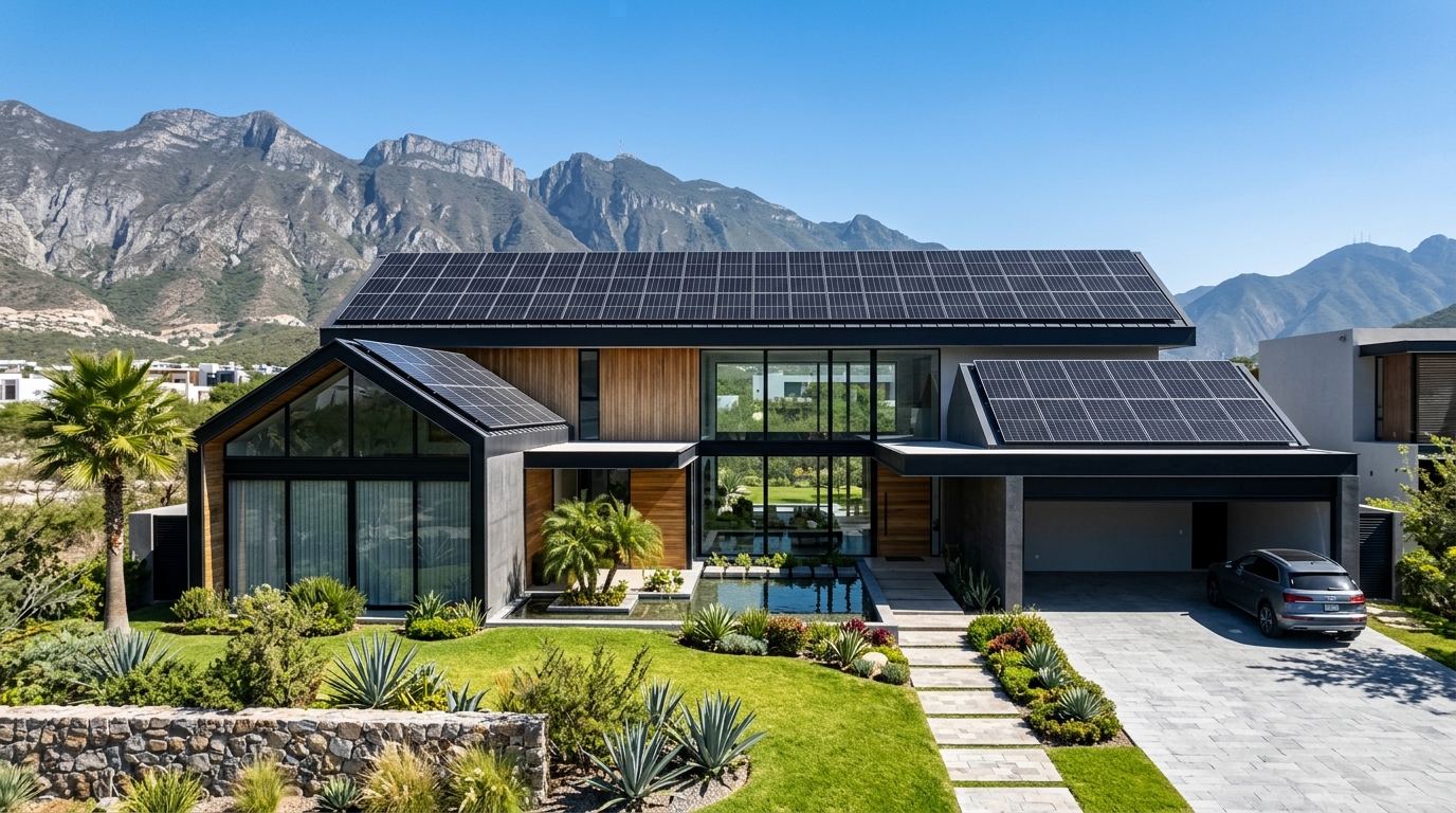 Instalación de paneles solares en residencia de lujo Monterrey